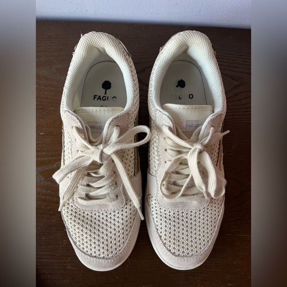 Anthropologie Faguo Hazel Sneaker Gold and Cream Size 38/6.5 - Picture 4 of 8